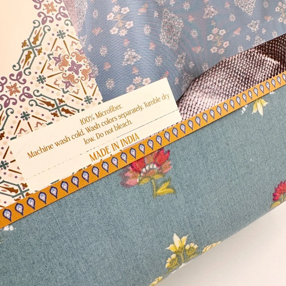 Amrita Sen Queen 4 Piece Sheet Set‎ Blue Floral Brushed Microfiber Made in India